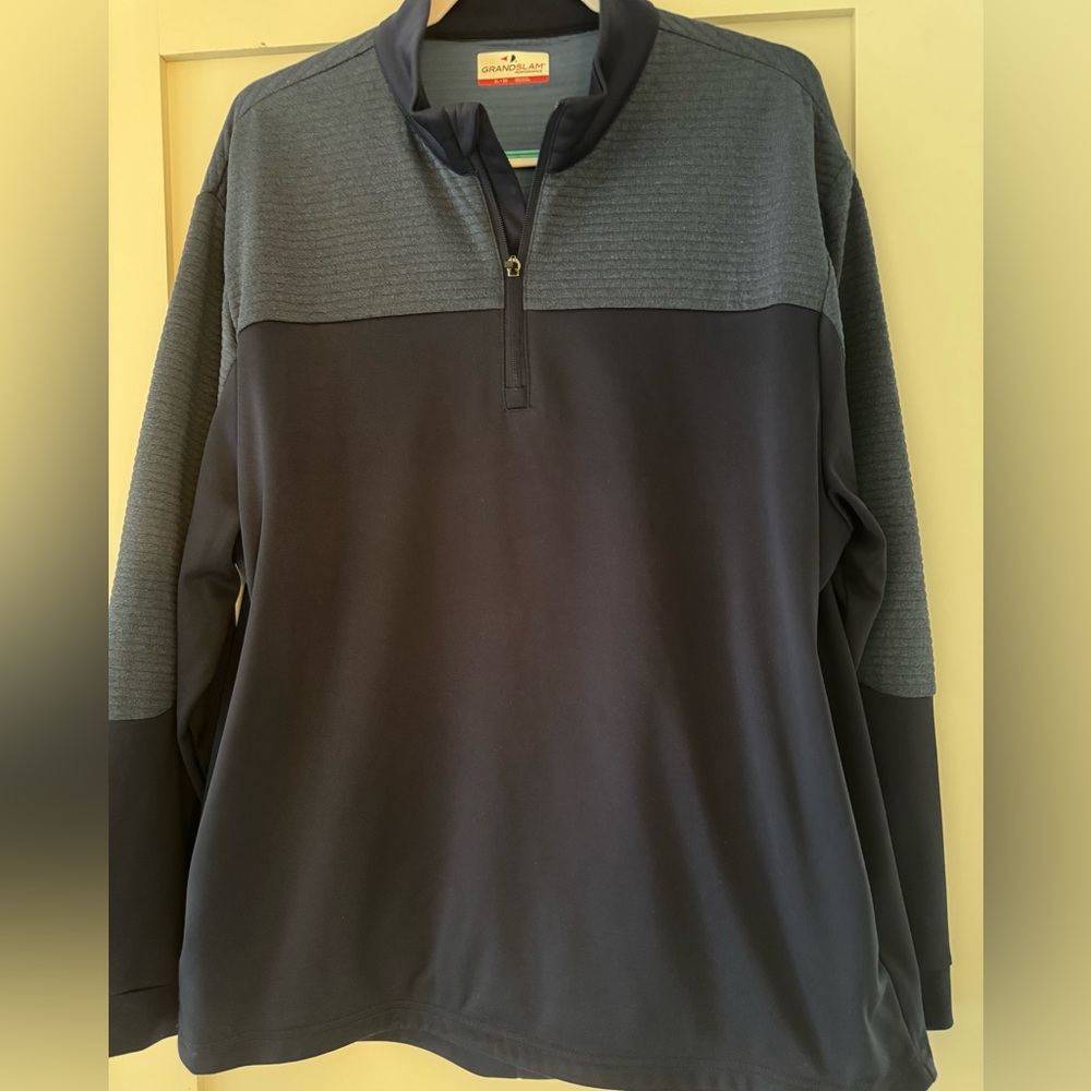 Grand Slam Dark Blue Textured Half Zip Pullover Mens XL
